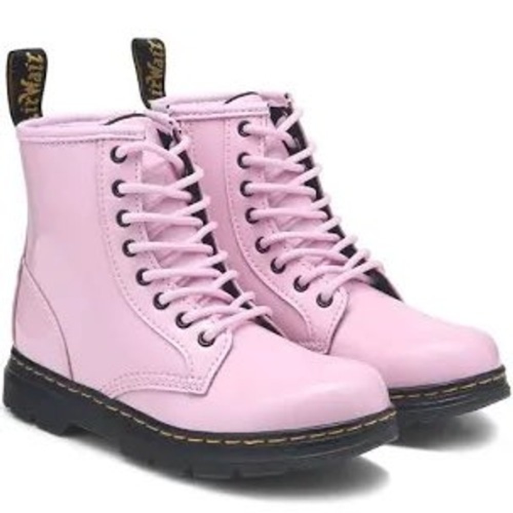 Dr. Martens Zavala J Boots Kids Size 2 Pink Good Lace Up Side Zip Combat